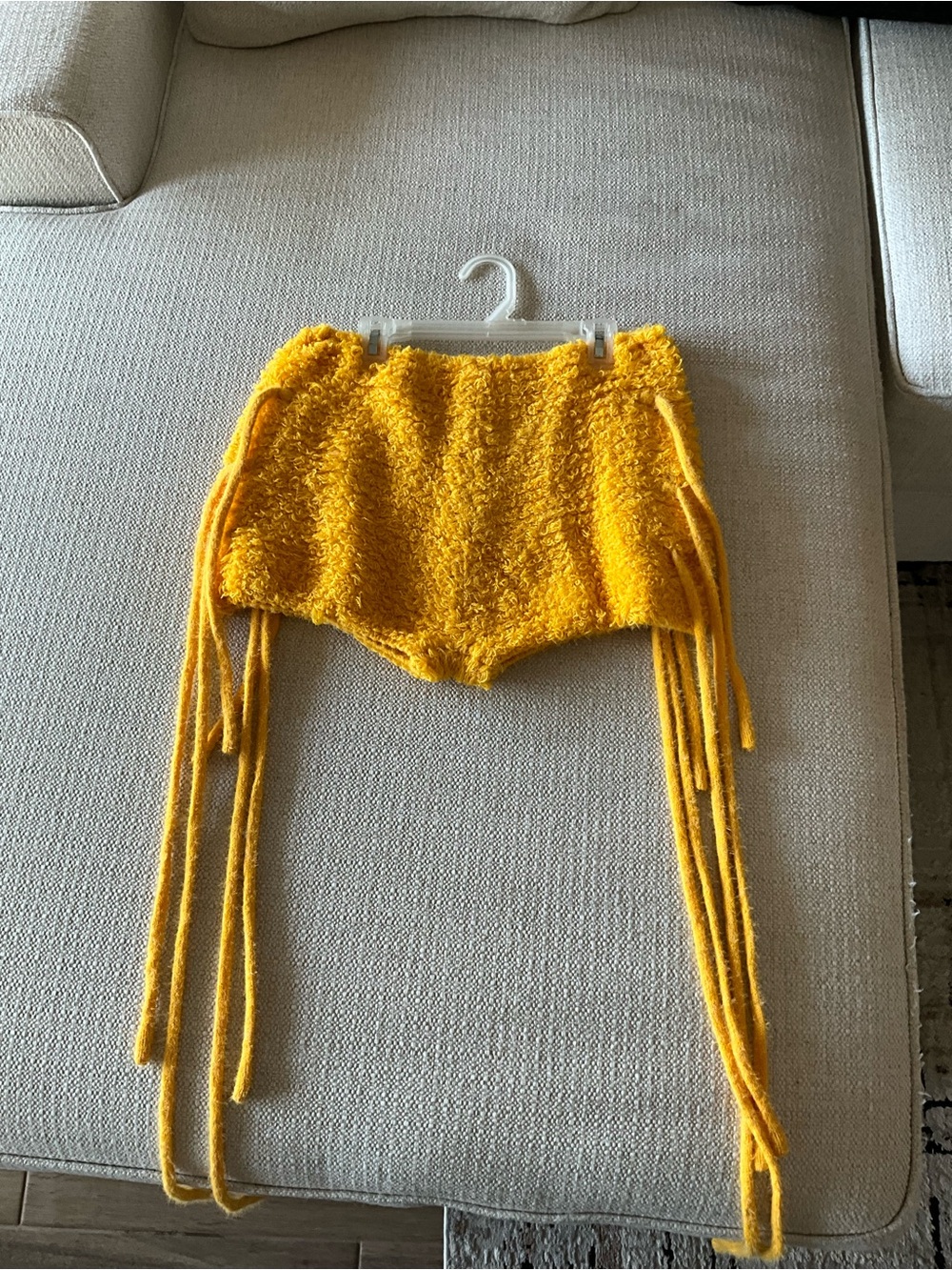 Yellow Fuzzy Fringe Shorts
